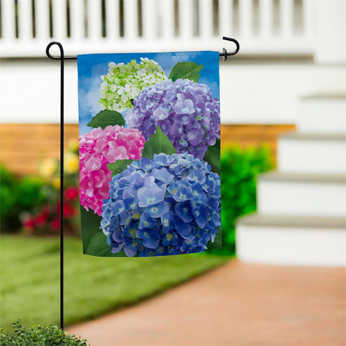 Multicolor Hydrangeas Suede Garden Flag