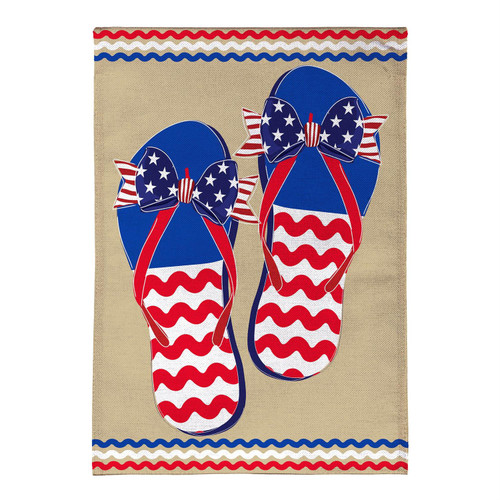 Ric Rac Patriotic Flip Flop Burlap Garden Flag