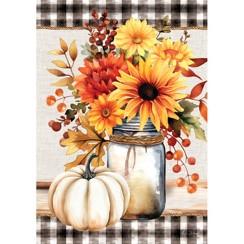 Fall Floral Jar DuraSoft Garden Flag