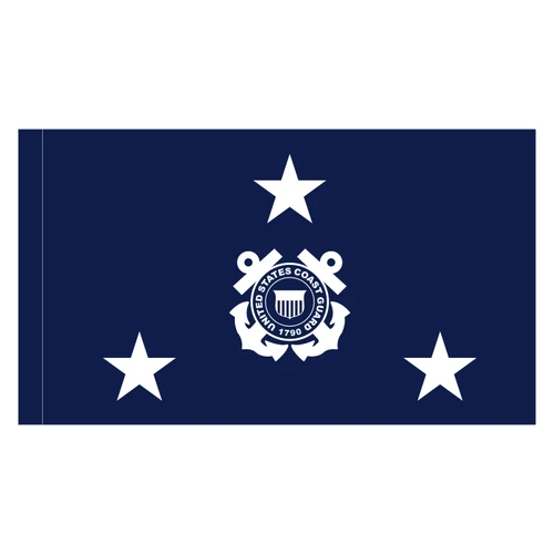 U.S. Coast Guard 3-Star Admiral Flag with pole sleeve