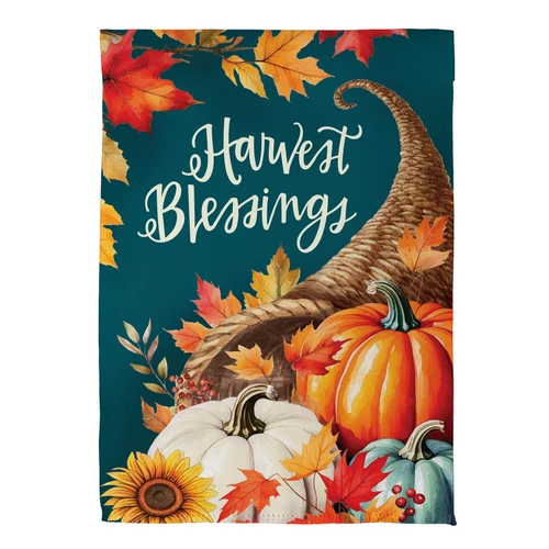 Thanksgiving Harvest Blessings Suede Garden Flag