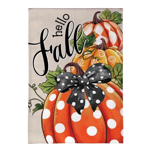 Patterned Pumpkins Burlap Flag Garden Flag