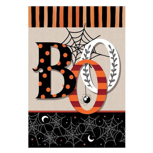 Polka Dots & Stripes Boo Suede Garden Flag