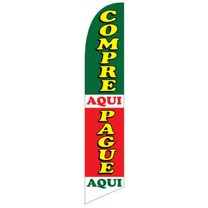 Compre Aqui Pague Aqui Feather Flag