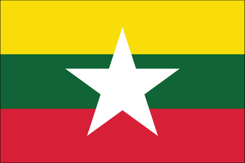 Myanmar (Burma) - 4" x 6" Miniature Stick Flags