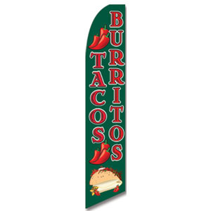 Tacos Burritos Feather Flag