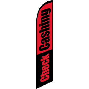 Check Cashing (red and black background) Semi Custom Feather Flag Kit