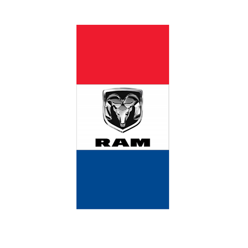 RAM Red White & Blue Authorized Dealer Drape Flag