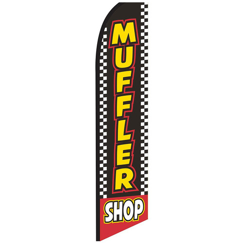 Muffler Shop Checkered Feather Flag