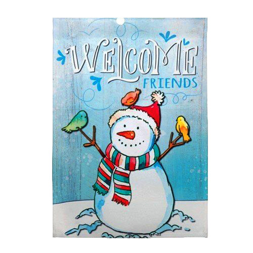 Welcome Friends Snowman Garden Flag