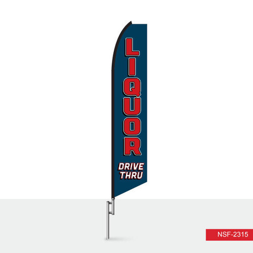 Drive-Thru Liquor Feather Flag ( Dark Blue )