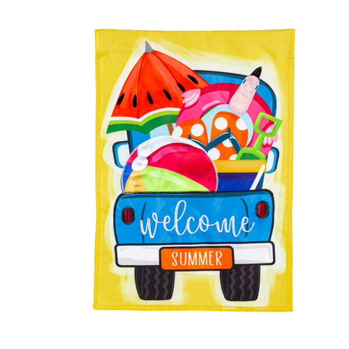 Welcome Summer Truck Applique Garden Flag