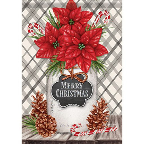 Poinsettia Jar DuraSoft Garden Flag