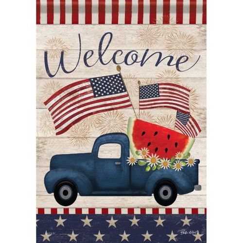 Patriotic Truck Dura Soft Garden Flag