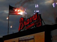 Flag Catches Fire at Atlanta Braves Game