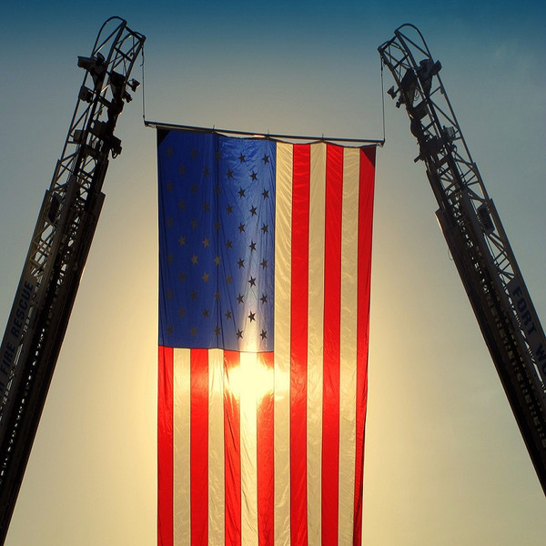 Fire Truck American Flag, Nylon 20x30