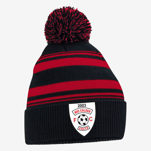 Mid Calder Colts Striped Bobble Beanie Hat