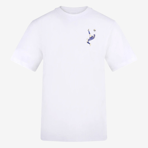 Overhead Kick Embroidered Adults Tee - White (Clearance)