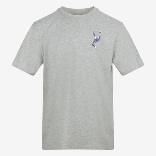 Overhead Kick Embroidered Adults Tee - Heather Grey