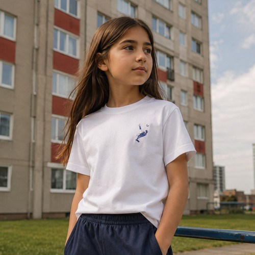 Overhead Kick Embroidered Kids Tee - White