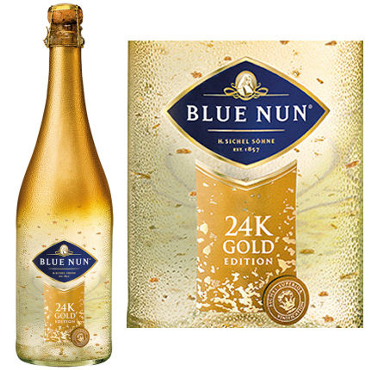 Шампанское золотое отзывы. Игристое вино "Blue nun" 24k Gold Edition. Blue nun 24k Gold. Блю нан 24к Голд. Шампанское Blue nun 24k.