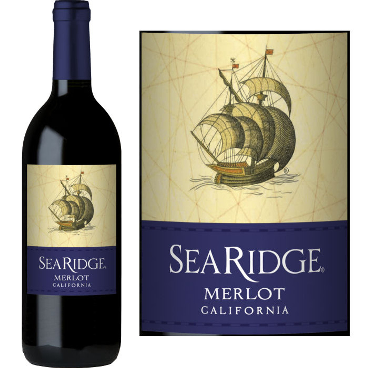 12 Bottle Case Sea Ridge California Merlot NV w/ Shipping Included