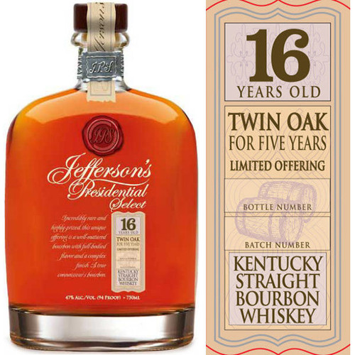 Jefferson's Presidential Select 16 Year Old Bourbon 750ml