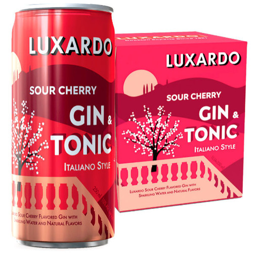 Luxardo Sour Cherry Gin & Tonic Cocktail Ready-To-Drink 4-Pack 12oz Can