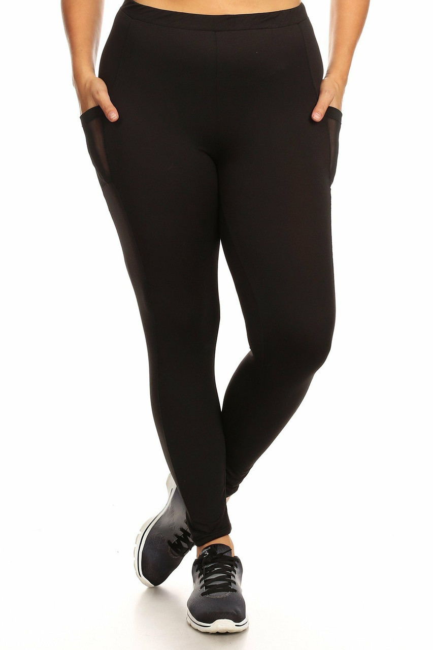 Buttery Smooth Sport Basic Plus Size Leggings with Side Pockets ...