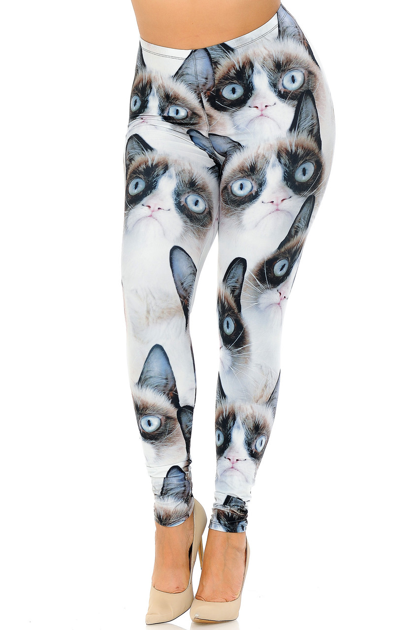 Wholesale Creamy Soft Grumpy Cat Plus Size Leggings - USA Fashion™