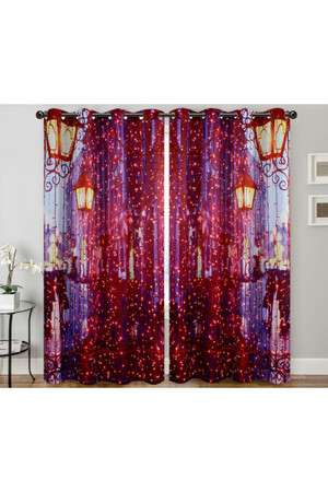 Wholesale City Night Lights Digital Print 2 Panel Curtain Set - 27" x 84"