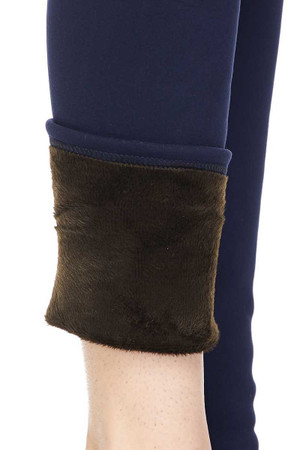 Wholesale Solid Warm Fur Lined Plus Size Leggings