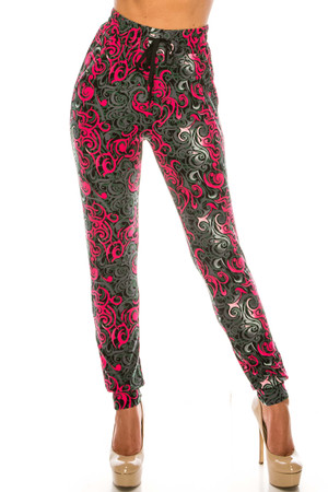 Wholesale Buttery Smooth Fuchsia Tangled Swirl Joggers