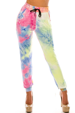 Wholesale Buttery Smooth Multi-Color Pastel Tie Dye Joggers