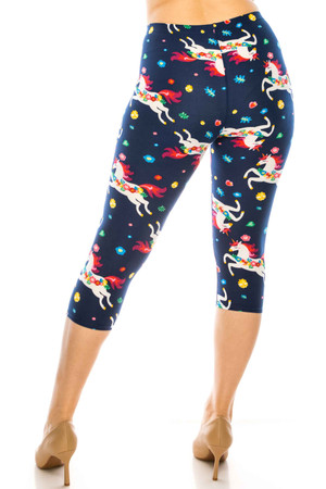Wholesale Buttery Smooth Leaping Unicorns Plus Size Capris