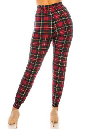 Wholesale Buttery Smooth Modish Burgundy Plaid Joggers
