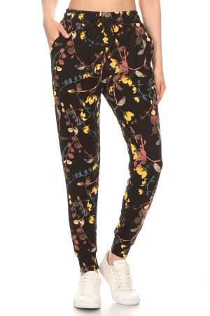 Wholesale Buttery Smooth Sunrise Floral Plus Size Joggers