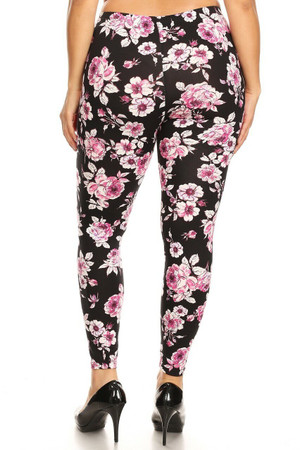 Wholesale Buttery Smooth Decadent Pink Floral Plus Size Leggings