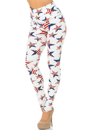 Wholesale Buttery Smooth Split USA Flag Capris