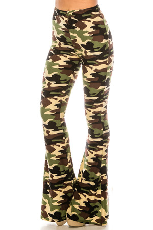 Wholesale Buttery Smooth Active Duty Camouflage Bell Bottom Leggings