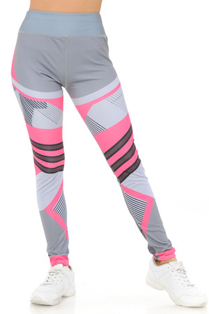 Wholesale Fuchsia Angular Motion High Waisted Sport Leggings