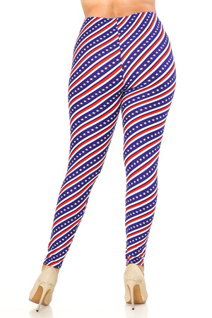 Wholesale Buttery Smooth Spiral Stars and Stripes Plus Size Leggings