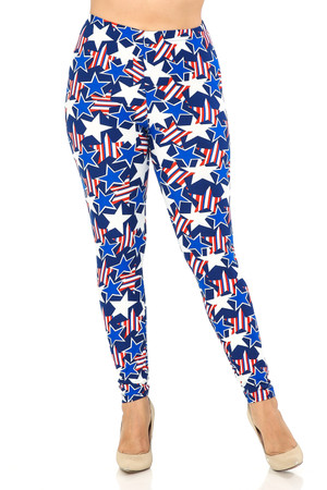 Wholesale Buttery Smooth American Stars Extra Plus Size Leggings - 3X-5X