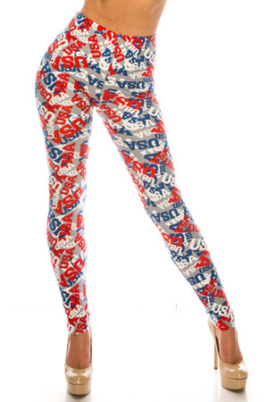 Wholesale Buttery Smooth All Over USA Leggings