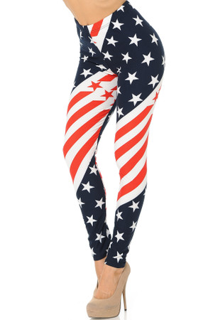 Wholesale Buttery Smooth Twisting USA Flag Leggings