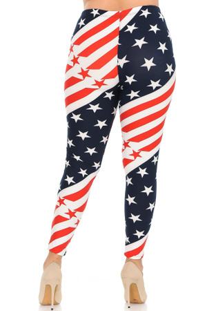 Wholesale Buttery Smooth Twisting USA Flag Plus Size Leggings