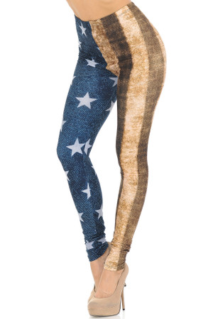 Wholesale Creamy Soft Vintage USA Flag Leggings - USA Fashion™