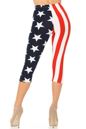 Wholesale Buttery Smooth Split USA Flag Capris