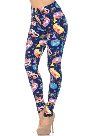 Wholesale Buttery Smooth Retro Campers Leggings - Extra Small