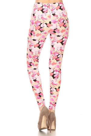 Back of Wholesale Buttery Smooth Gorgeous Pink Flamingos Leggings - XSmall